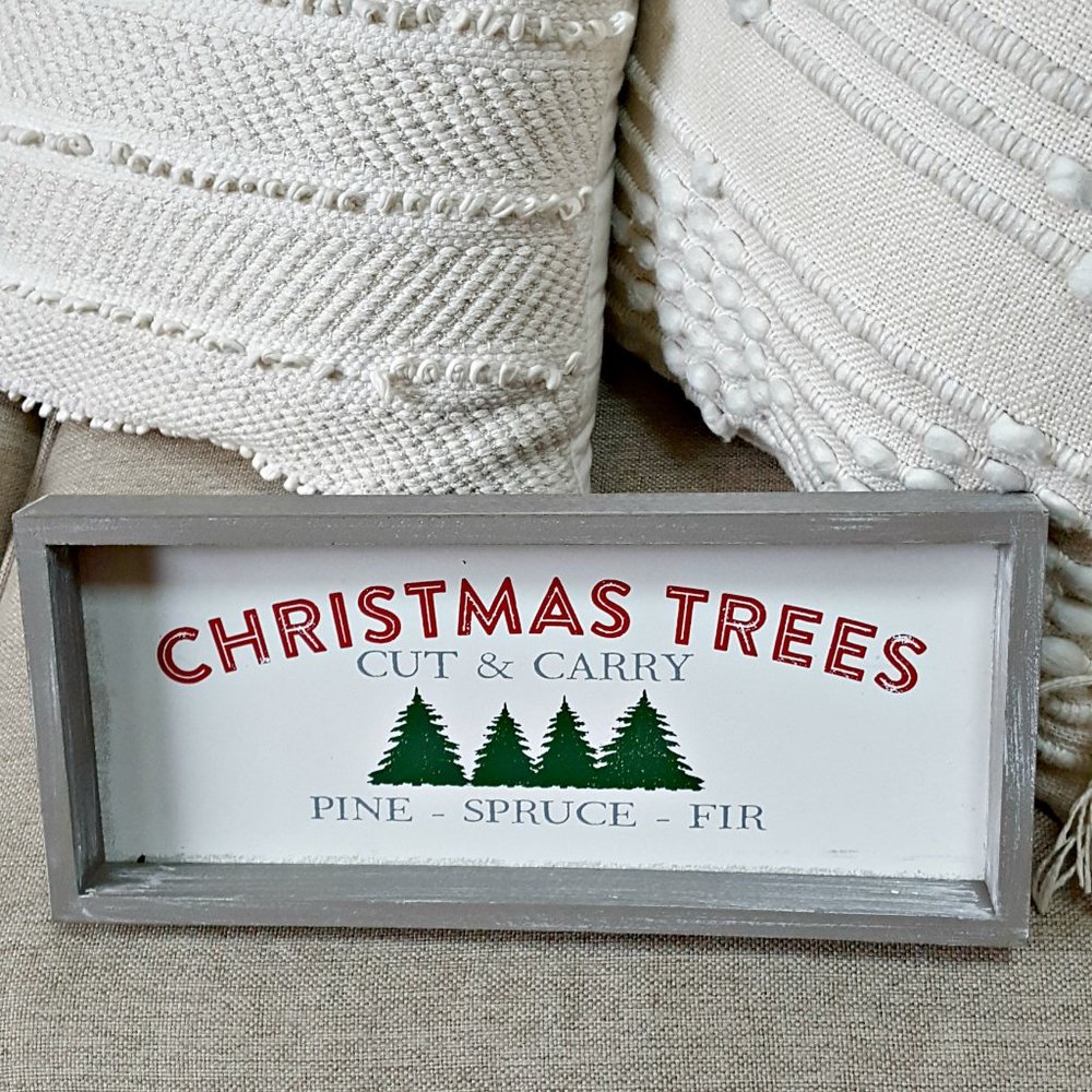 DISTRESSED Farmhouse CHRISTMAS TREES Wall SHELF SIGN